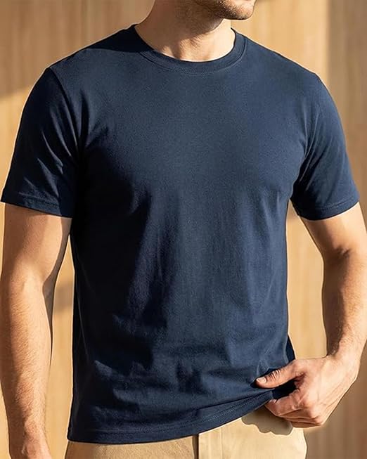 Men's Premium 100% Cotton Crew Neck T-Shirt - Classic Fit Short Sleeve Tee, Soft Breathable Casual Daily Wear