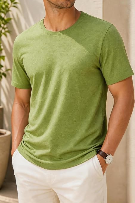 Mens 100% Cotton T-Shirt Classic Crew Neck Short Sleeve Tee Plain Solid Colour Soft Breathable Casual Daily Wear Top