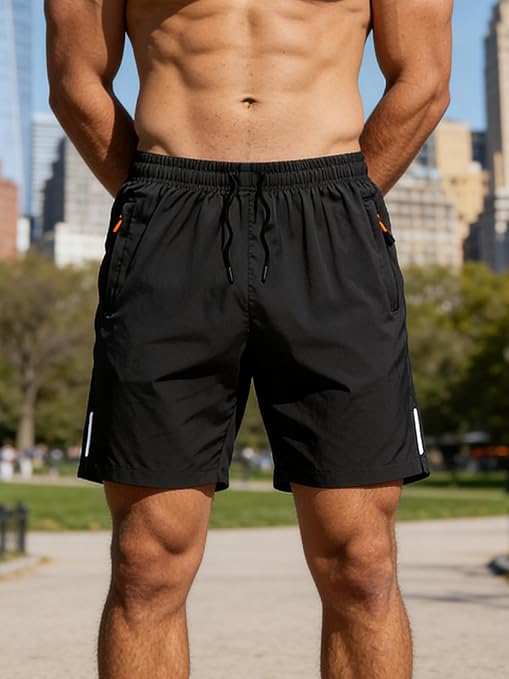Men's Quick Dry Summer Shorts, 5 Inch Lightweight Breathable Sports Shorts with Elastic Waist, Casual Beach Running Gym Shorts for Men