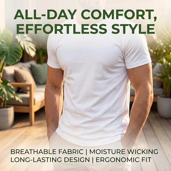 Men's White Crew Neck T-Shirt, Casual Short Sleeve Solid Tee, Soft Breathable Cotton Summer Top for Daily Wear M-XXL